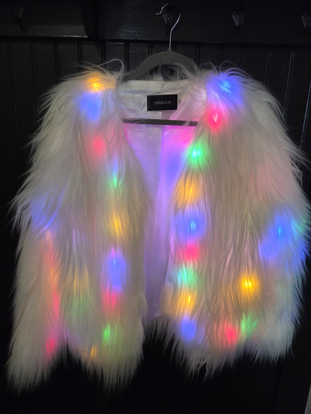 Caracalia White Faux Fur Light-Up Jacket